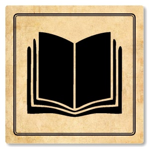 Knihovna, 80x80mm, pergamen, Utah